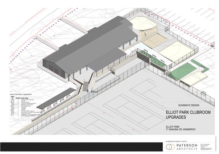 Elliot Park Clubroom Upgrades — aerial concept render